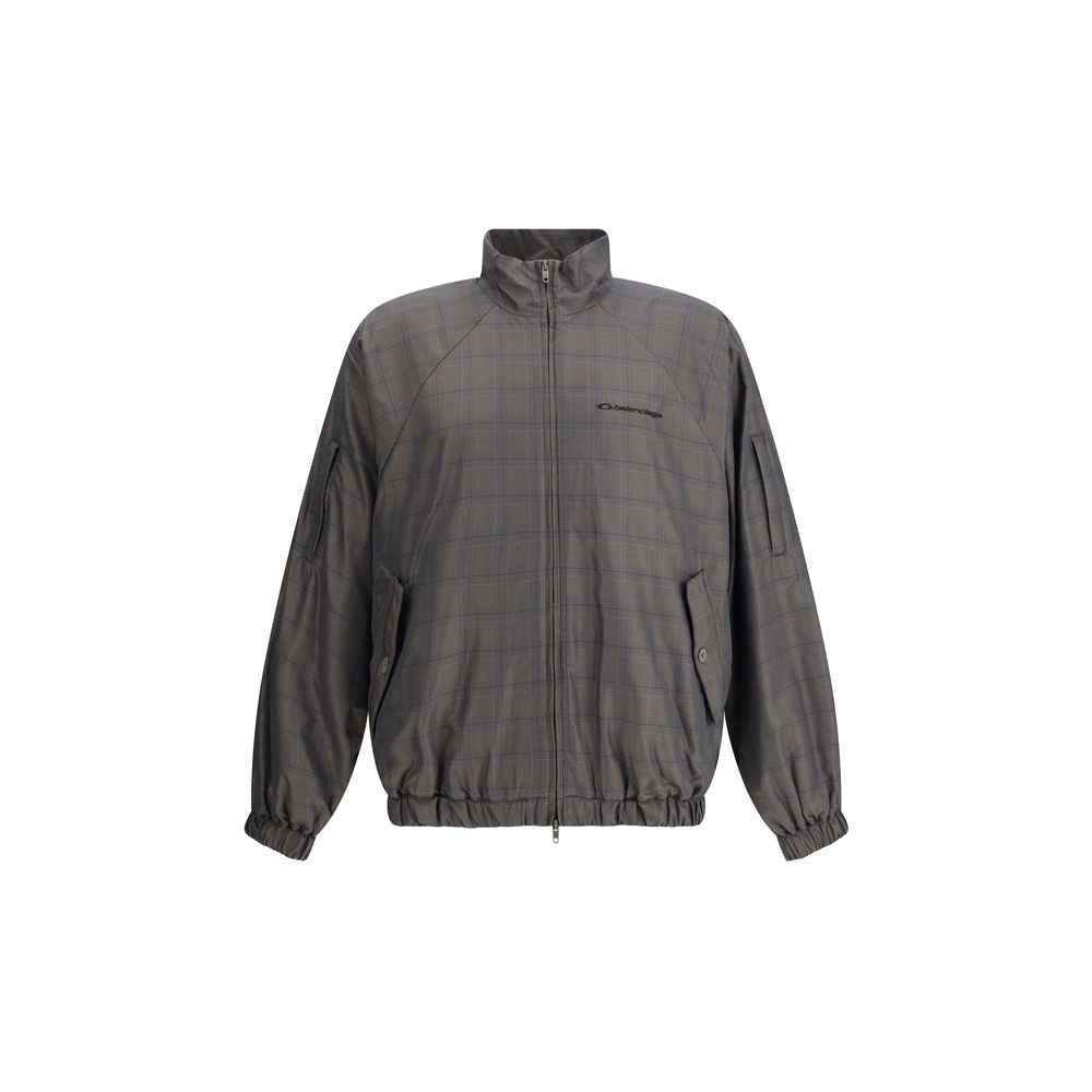 Balenciaga Zipped Jacket with Brown and Blue checked motif