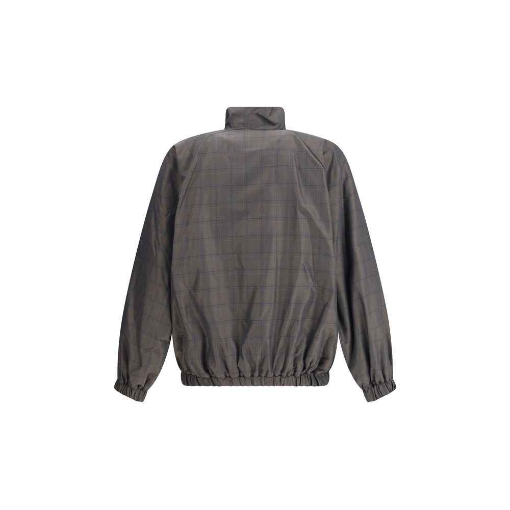 Balenciaga Zipped Jacket with Brown and Blue checked motif