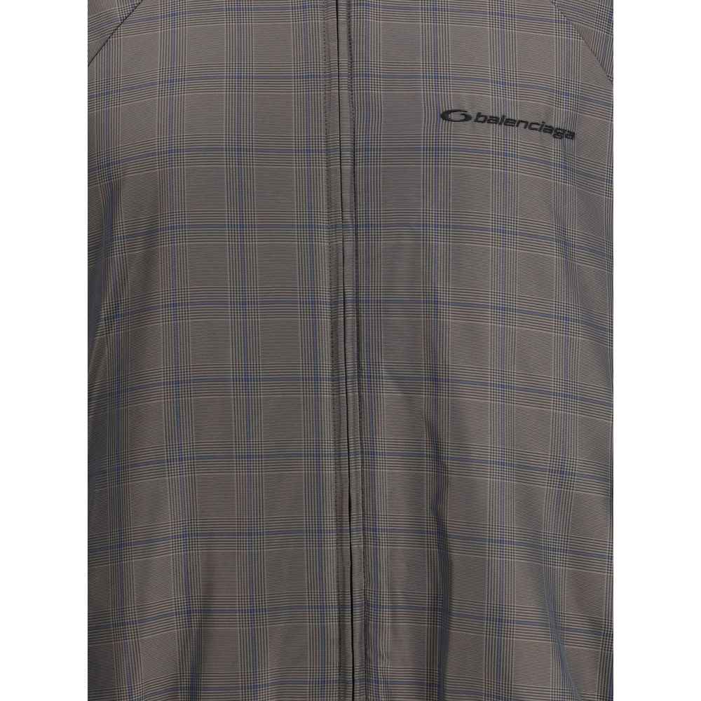 Balenciaga Zipped Jacket with Brown and Blue checked motif