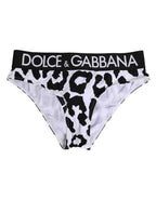 Dolce & Gabbana White Leopard Nylon High Waist Panty Underwear