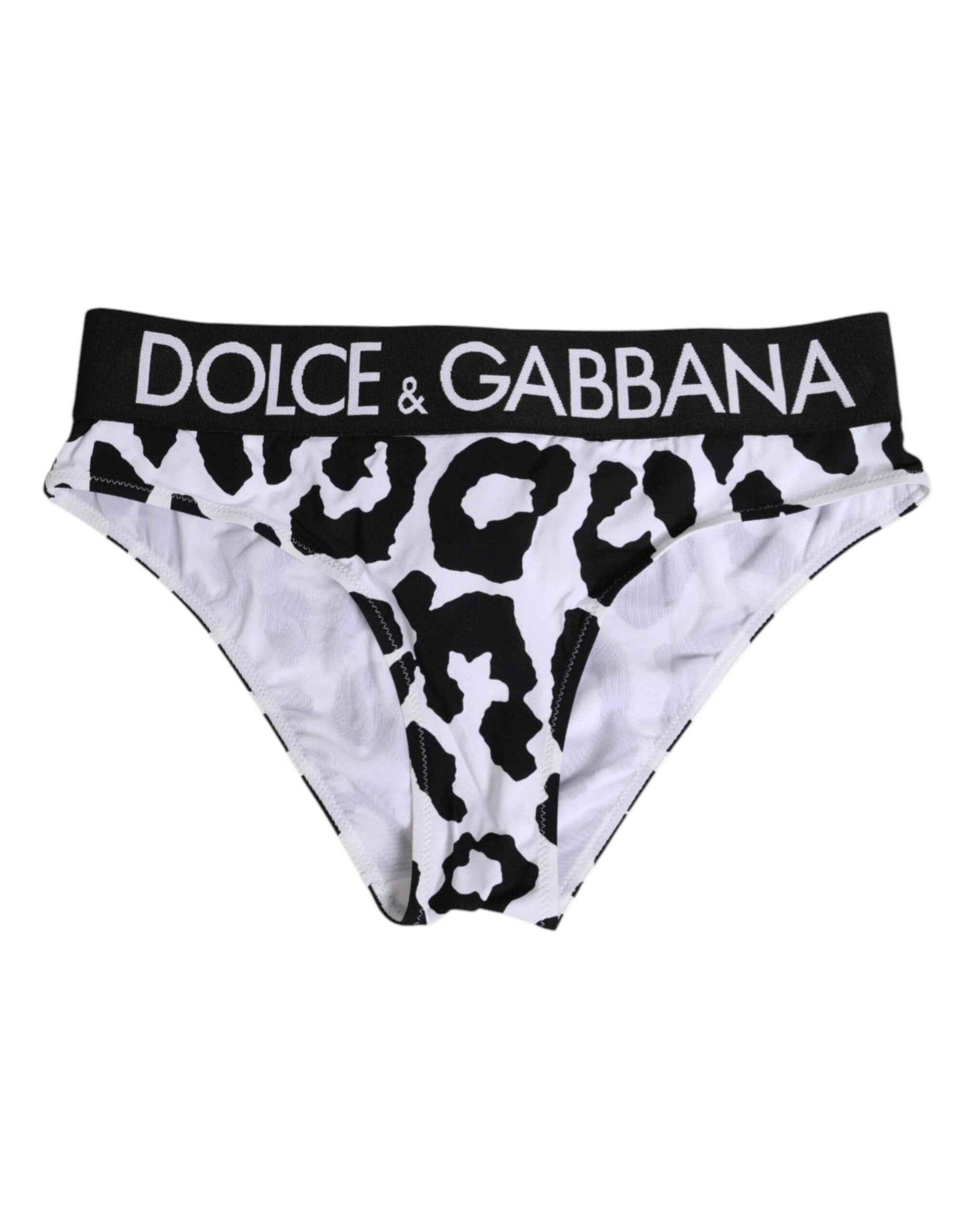 Dolce & Gabbana White Leopard Nylon High Waist Panty Underwear