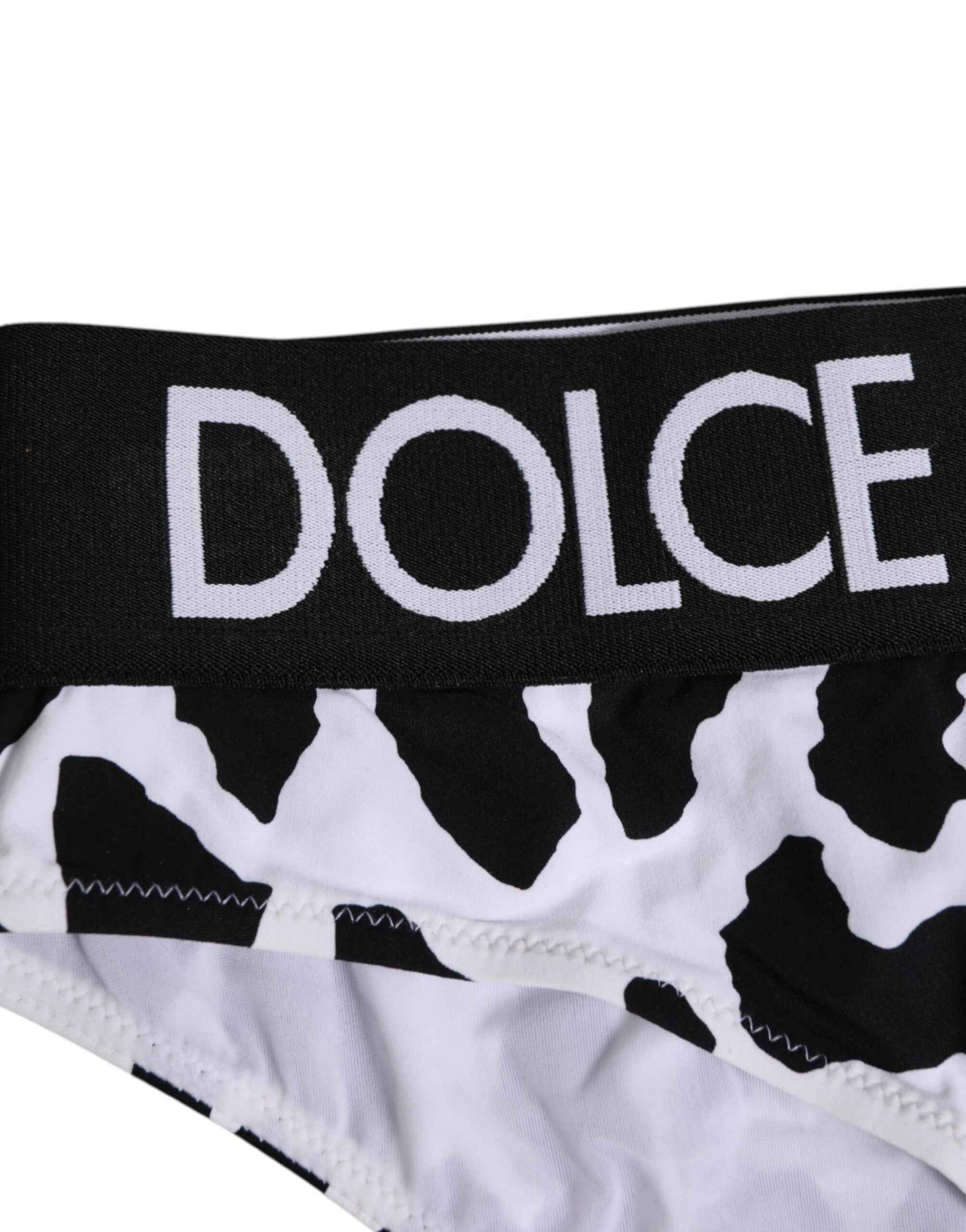 Dolce & Gabbana White Leopard Nylon High Waist Panty Underwear