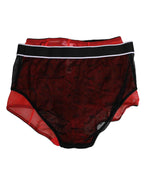 Dolce & Gabbana Black Red Nylon High Waist Girdle Underwear
