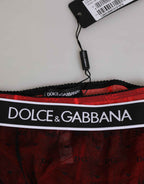 Dolce & Gabbana Black Red Nylon High Waist Girdle Underwear