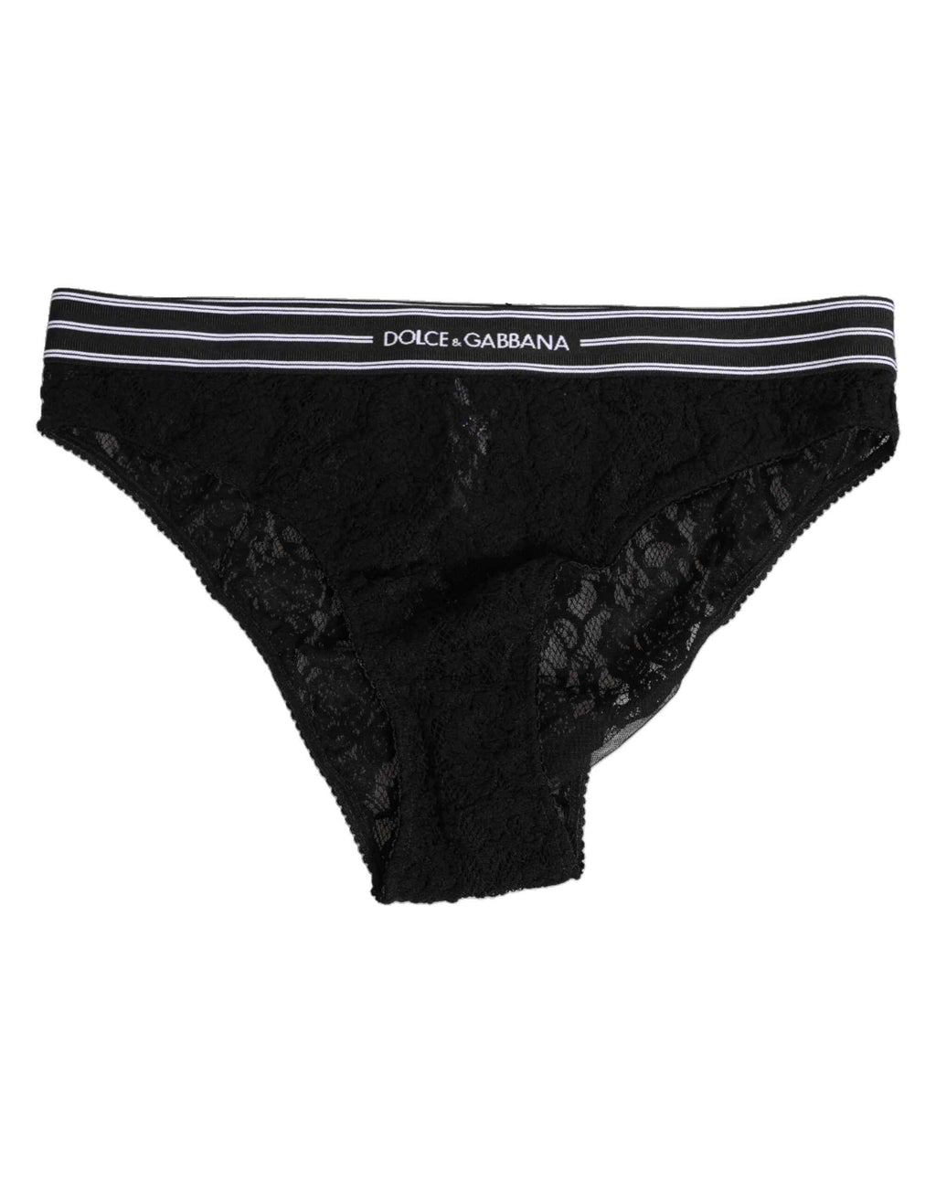 Dolce & Gabbana Black Lace Nylon High Waist Panty Underwear