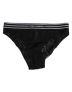 Dolce & Gabbana Black Lace Nylon High Waist Panty Underwear
