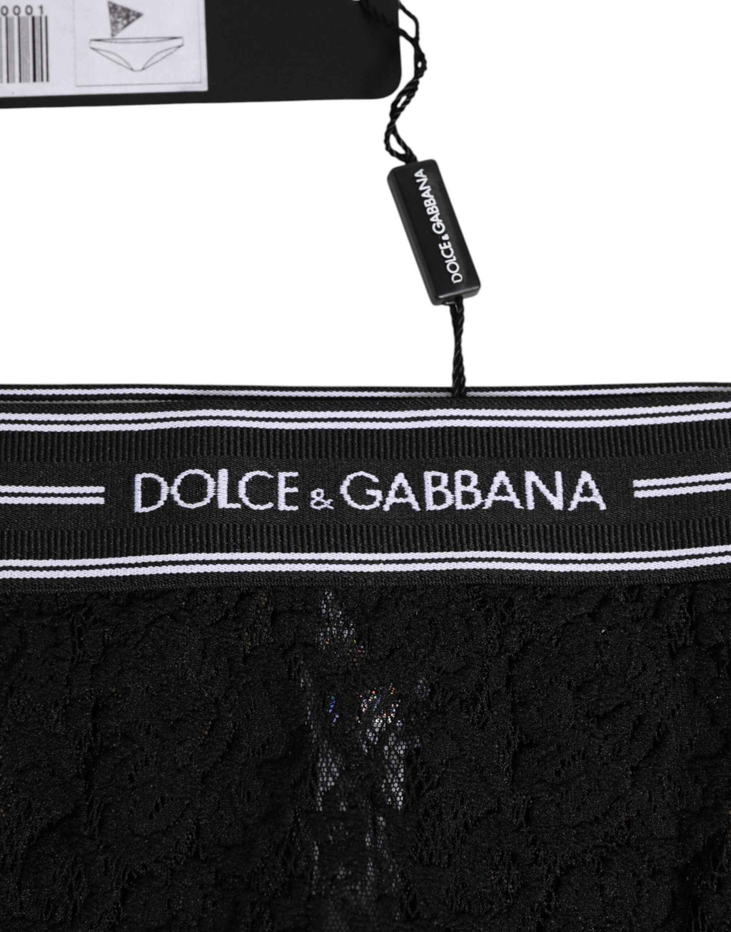 Dolce & Gabbana Black Lace Nylon High Waist Panty Underwear