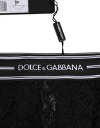 Dolce & Gabbana Black Lace Nylon High Waist Panty Underwear