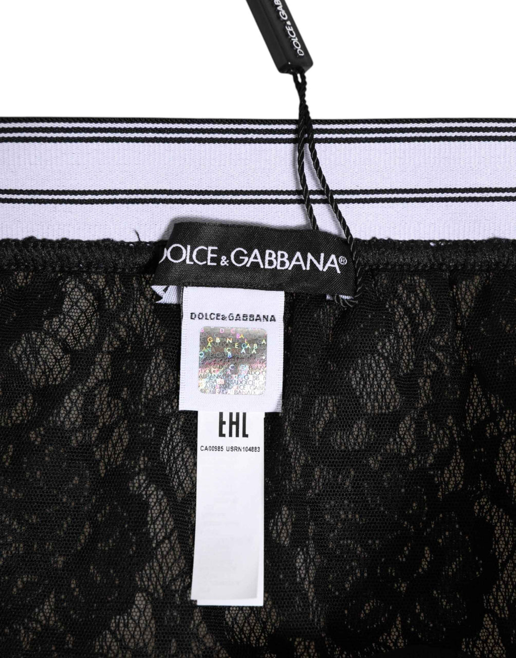 Dolce & Gabbana Black Lace Nylon High Waist Panty Underwear