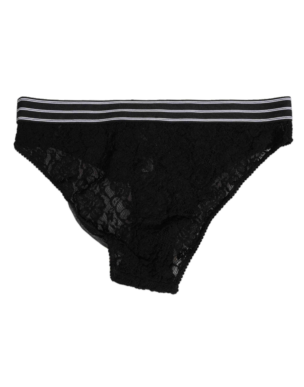 Dolce & Gabbana Black Lace Nylon High Waist Panty Underwear
