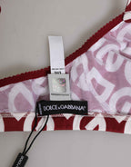 Dolce & Gabbana Red White Logo Mania Soft Cup Bra Underwear