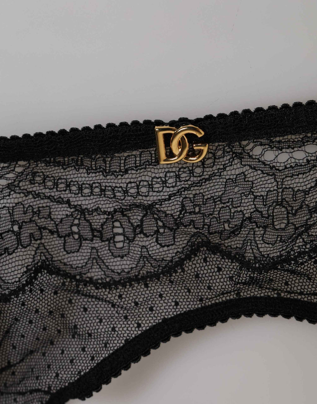 Dolce & Gabbana Black Floral Lace Nylon Strap Garter Underwear