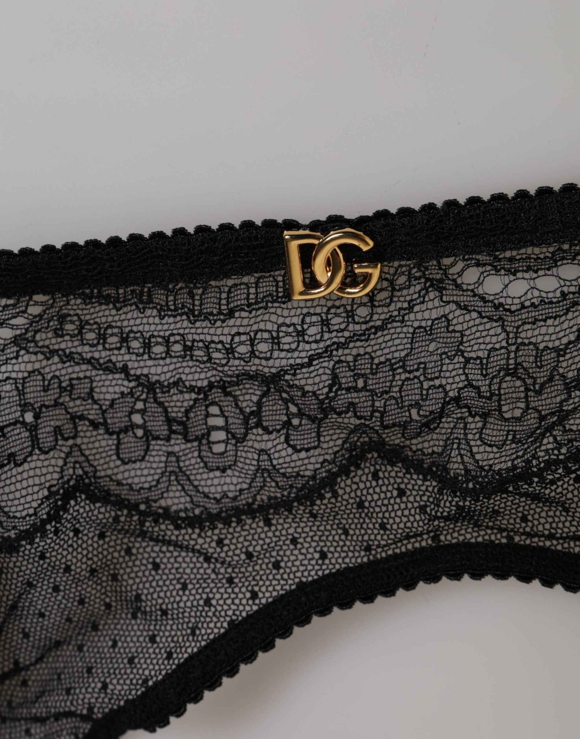 Dolce & Gabbana Black Floral Lace Nylon Strap Garter Underwear