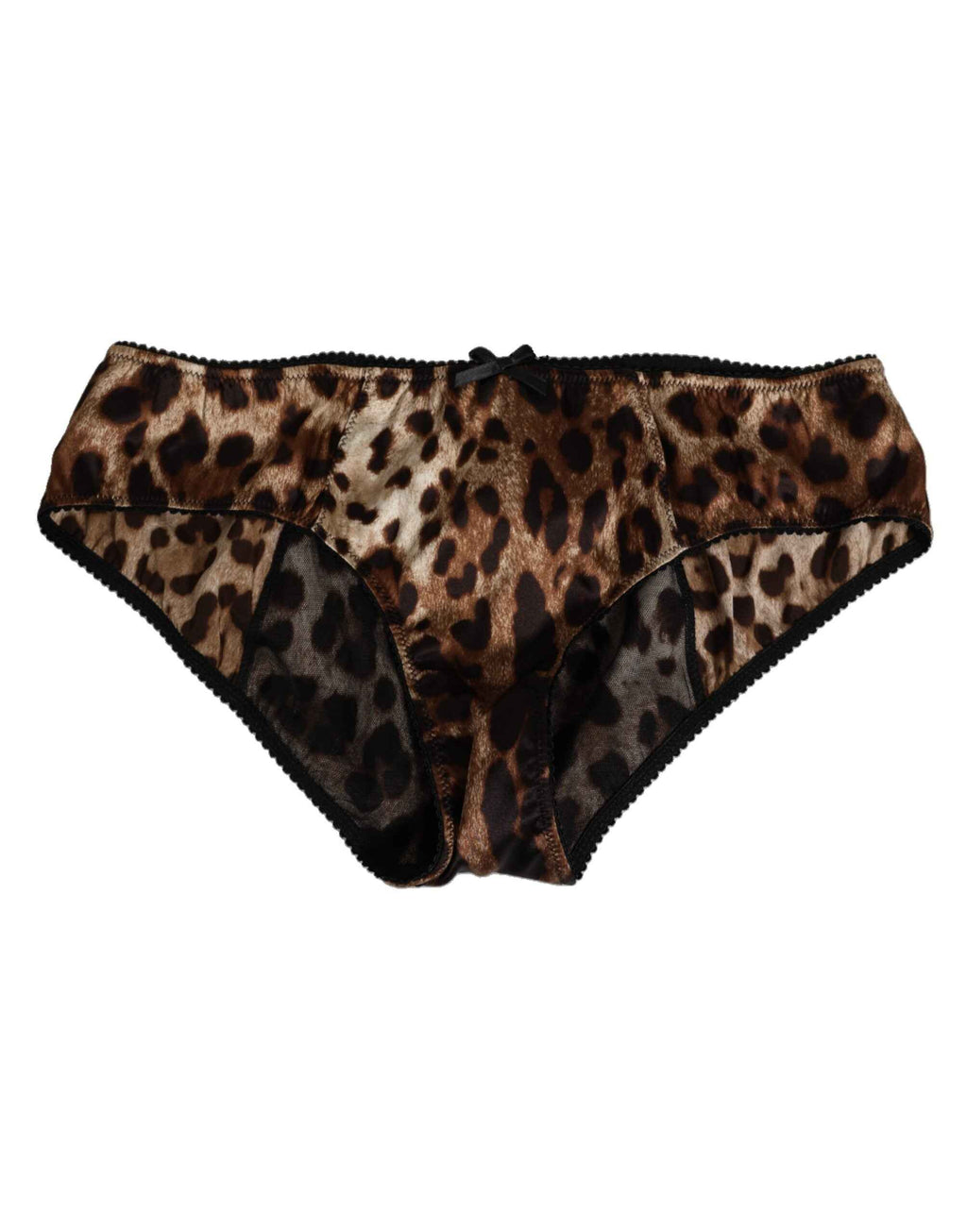 Dolce & Gabbana Brown Leopard Silk Mid Waist Panty Underwear