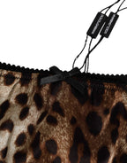 Dolce & Gabbana Brown Leopard Silk Mid Waist Panty Underwear