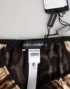 Dolce & Gabbana Brown Leopard Silk Mid Waist Panty Underwear