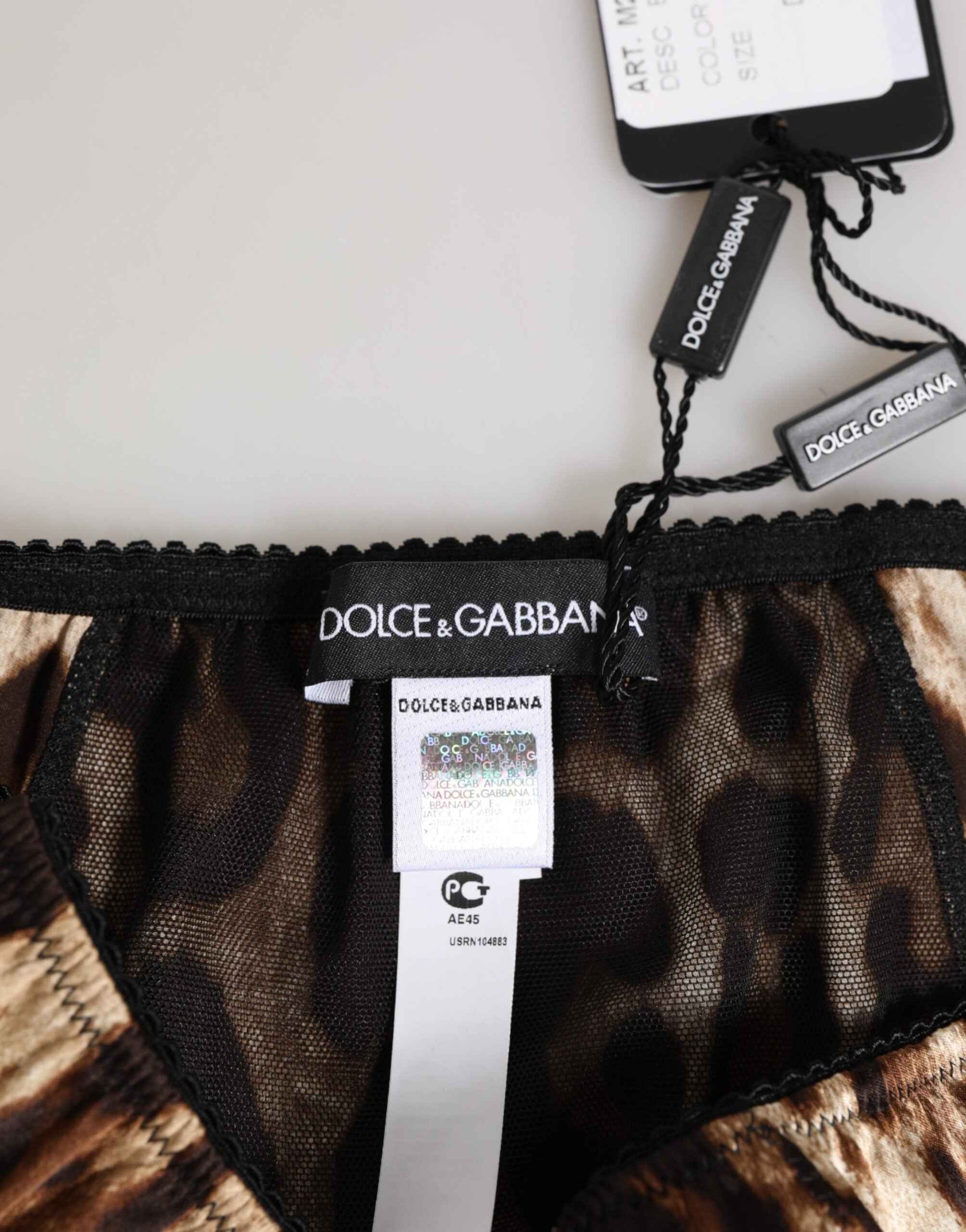 Dolce & Gabbana Brown Leopard Silk Mid Waist Panty Underwear