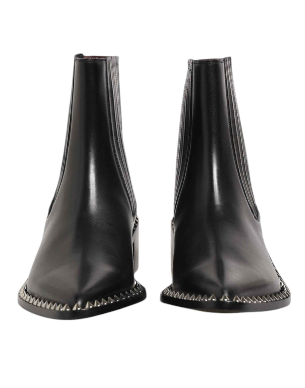 Dolce & Gabbana Black Leather Studded Men Short Boots Shoes