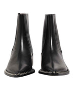 Dolce & Gabbana Black Leather Studded Men Short Boots Shoes