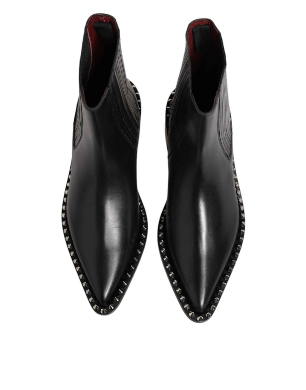 Dolce & Gabbana Black Leather Studded Men Short Boots Shoes