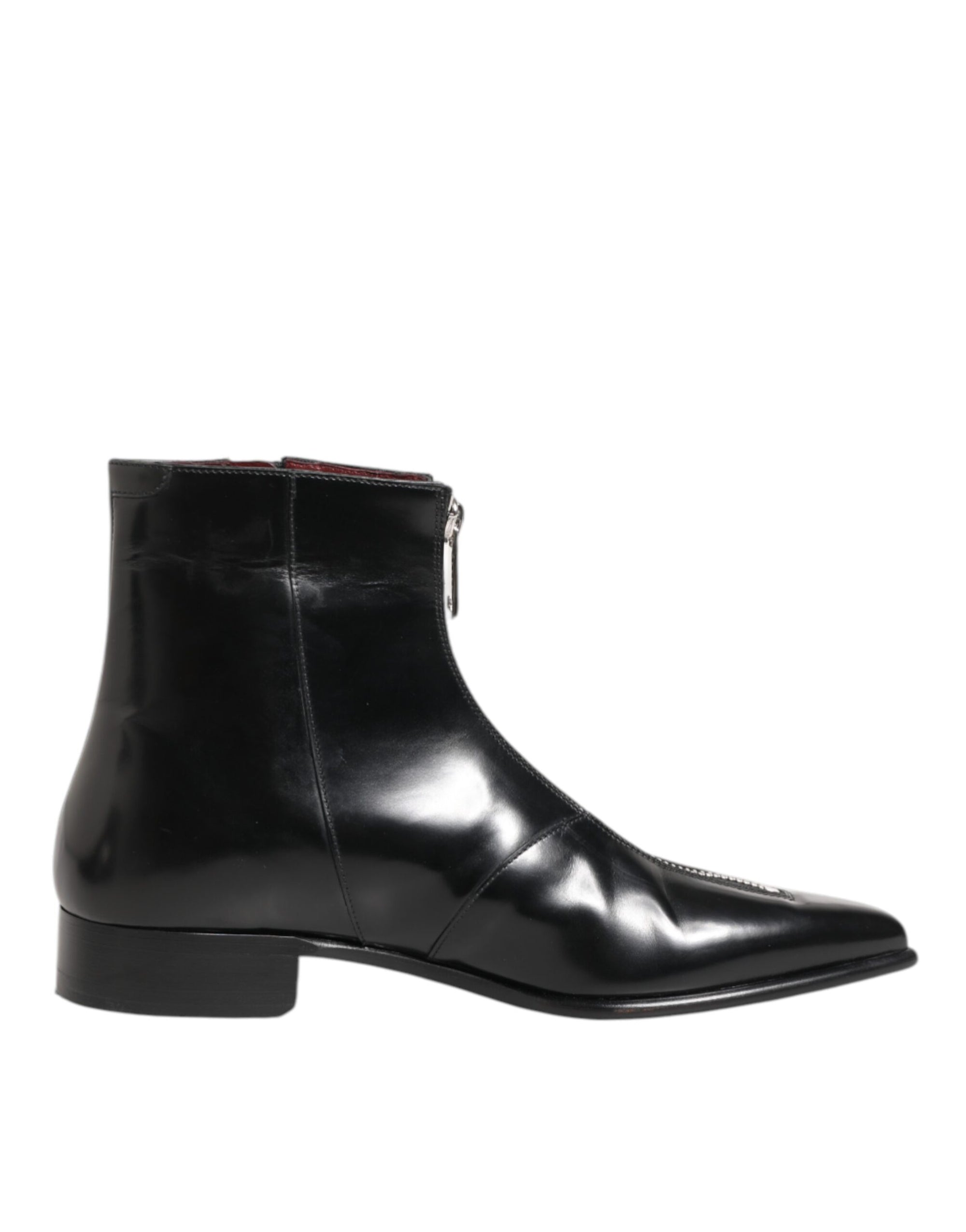 Dolce & Gabbana Black Calfskin Leather Men SHORT Boots Shoes