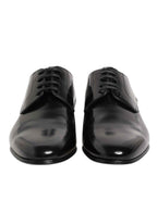 Dolce & Gabbana Black Calfskin Leather Derby Men Dress Shoes