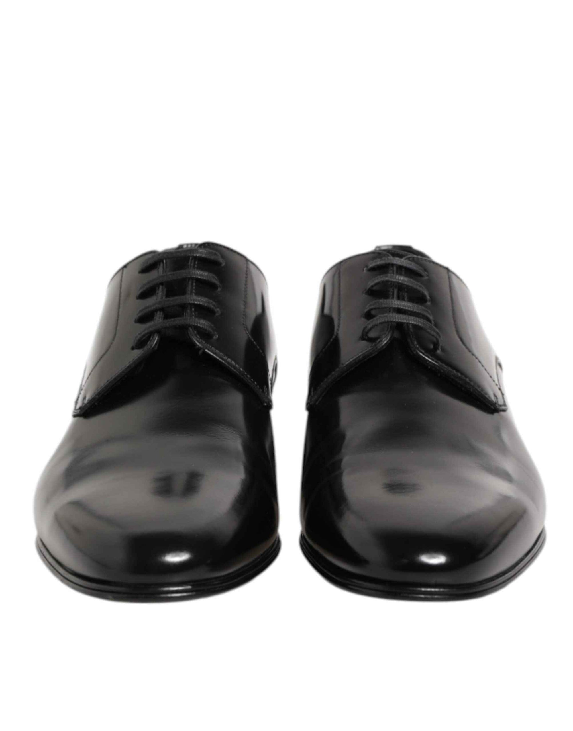 Dolce & Gabbana Black Calfskin Leather Derby Men Dress Shoes