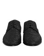 Dolce & Gabbana Black Brocade Lace Up Derby Men Dress Shoes