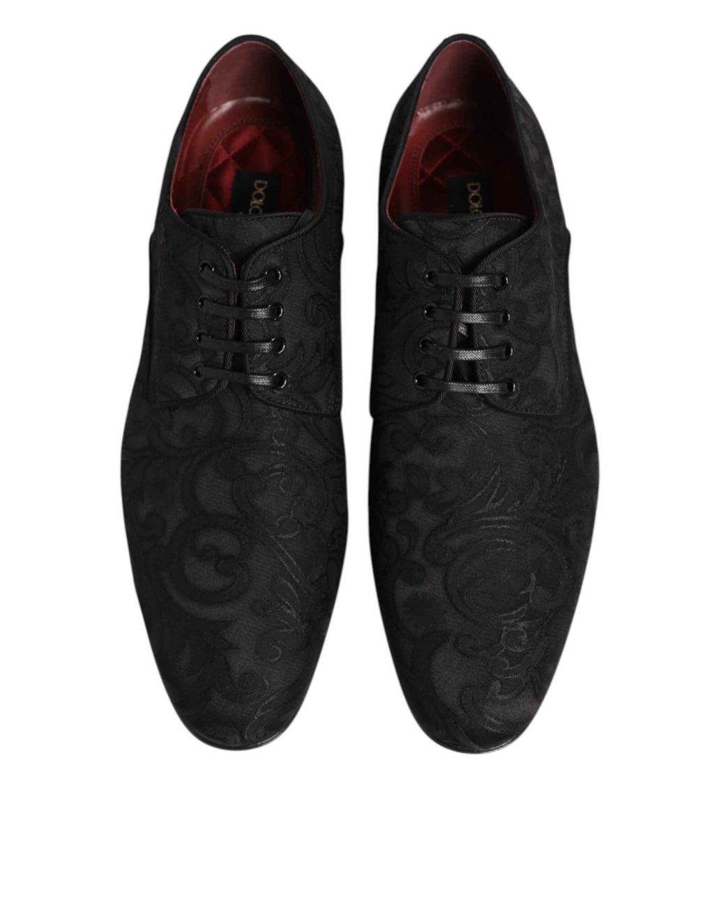 Dolce & Gabbana Black Brocade Lace Up Derby Men Dress Shoes