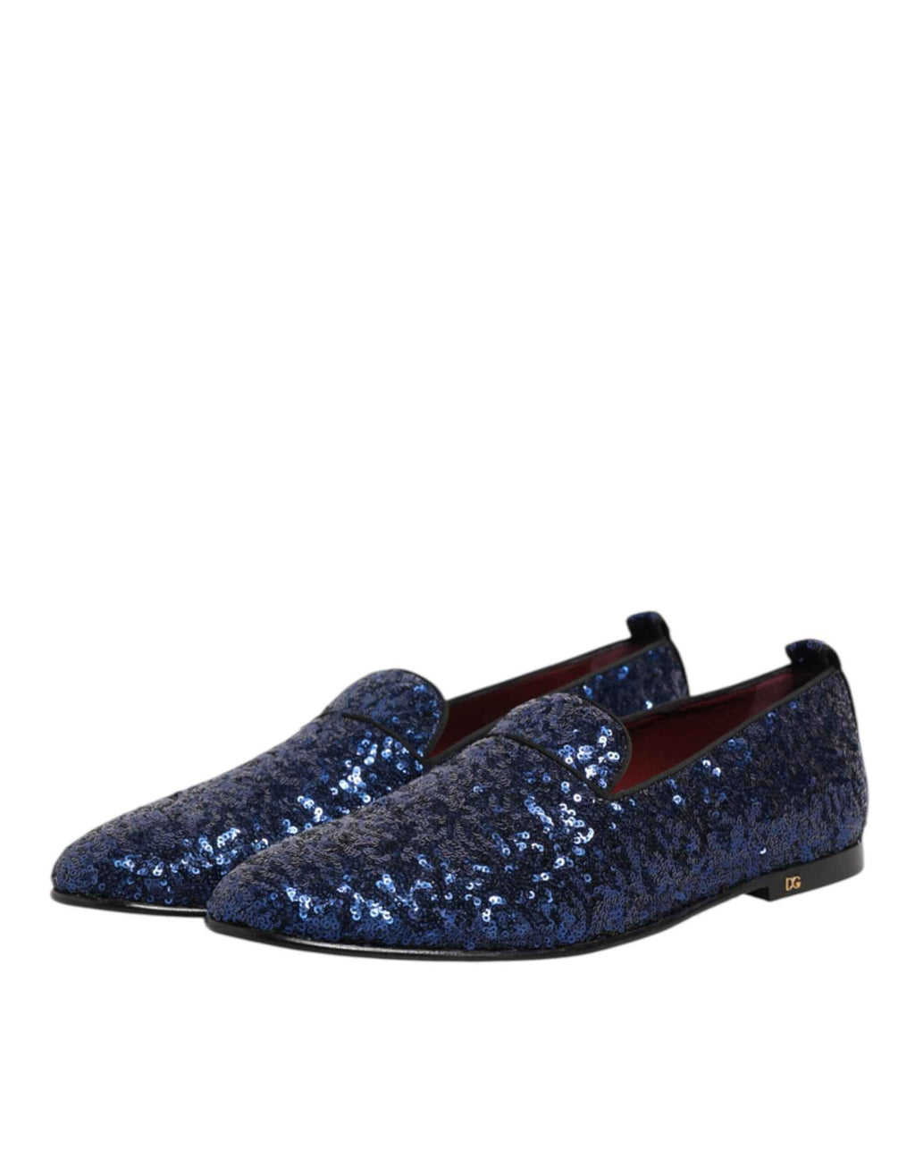 Dolce & Gabbana Blue Sequined Loafers Slippers Men Dress Shoes