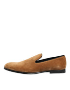 Dolce & Gabbana Brown Suede Slip On Men Loafers Formal Shoes