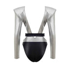 Dolce & Gabbana Gray Viscose One-Piece Swimsuit