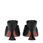Amina Muaddi Black Leather Stiletto Heel Sandals