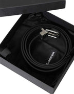 Dolce & Gabbana Black Leather Silver Metal Buckle Men Belt