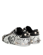 Dolce & Gabbana White Portofino Studded Men Sneakers Shoes