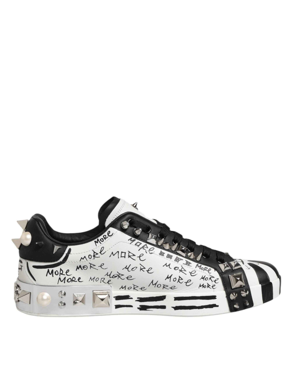 Dolce & Gabbana White Portofino Studded Men Sneakers Shoes