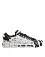 Dolce & Gabbana White Portofino Studded Men Sneakers Shoes