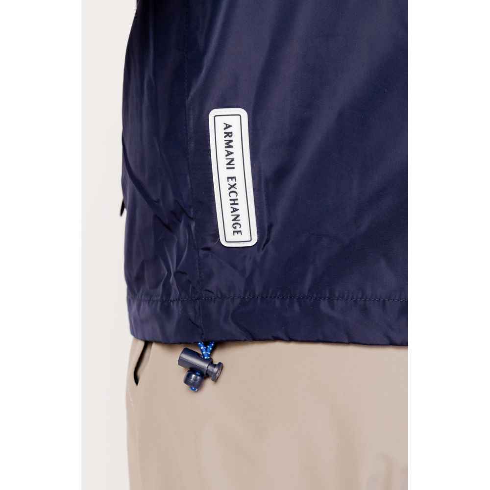 Armani Exchange Blue Polyester Shell Jacket