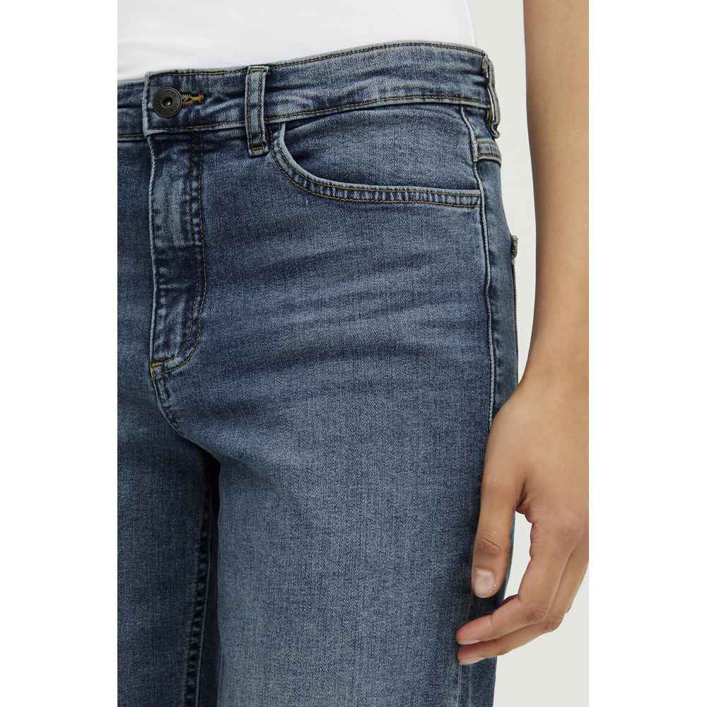 ICHI Blue Cotton Mom Jean