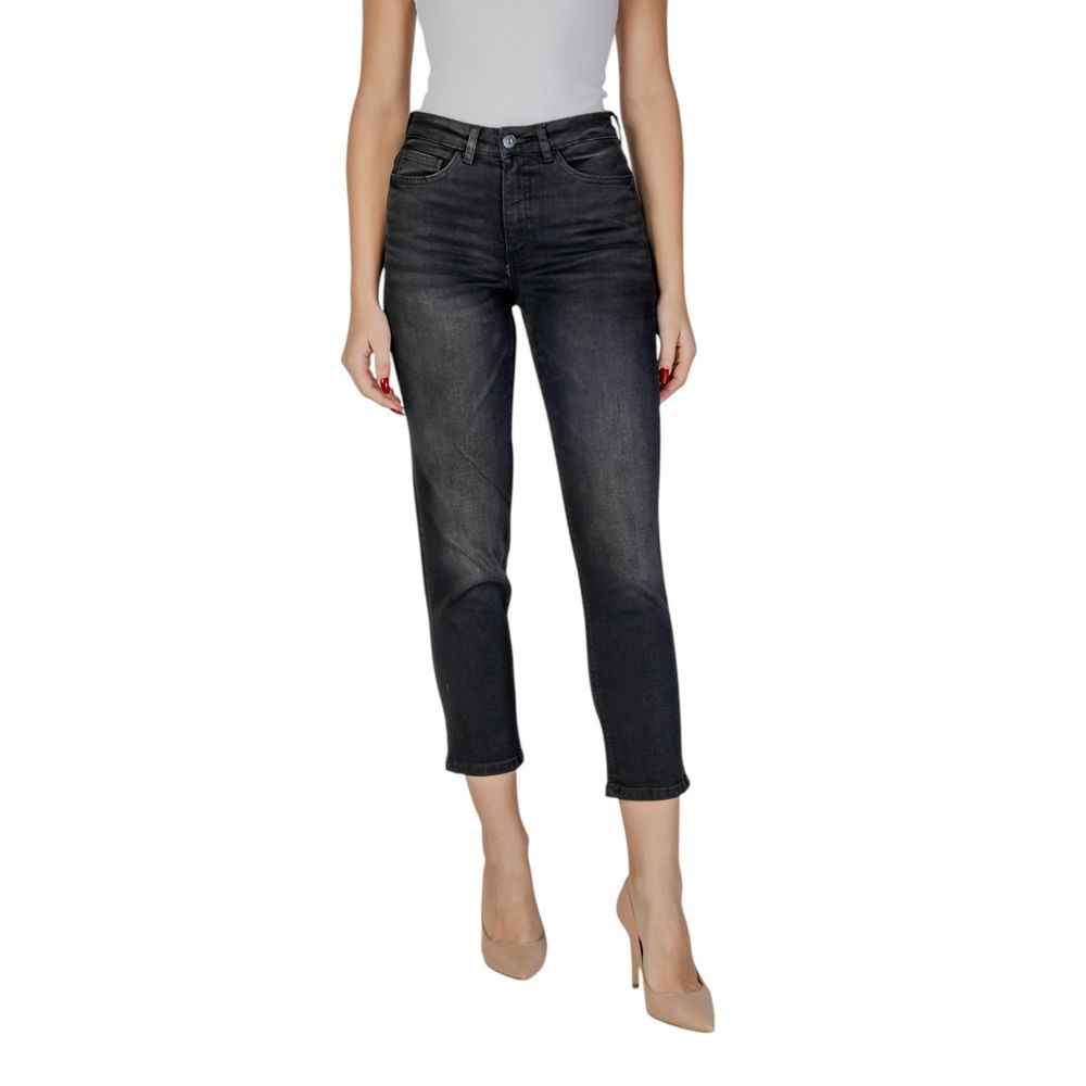 ICHI Black Cotton Mom Jean