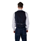 Gianni Lupo Blue Cotton Waistcoat