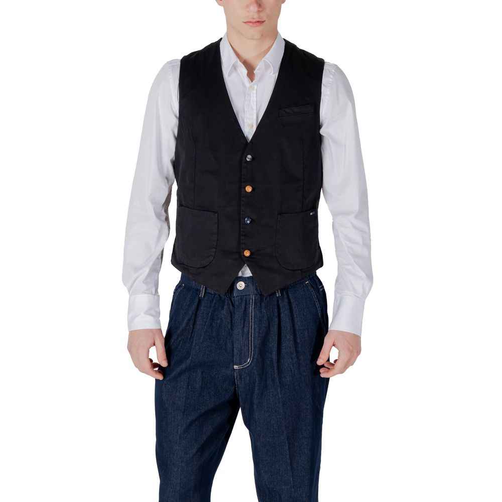 Gianni Lupo Black Cotton Waistcoat