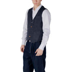 Gianni Lupo Blue Cotton Waistcoat