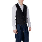Gianni Lupo Black Cotton Waistcoat