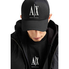 Armani Exchange Black Cotton Caps Baseball Hat
