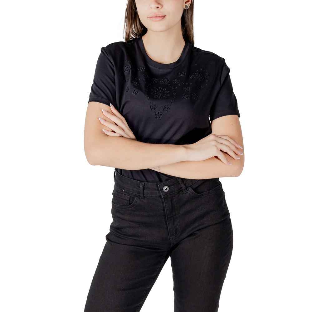 Jacqueline De Yong Black Cotton T-Shirt