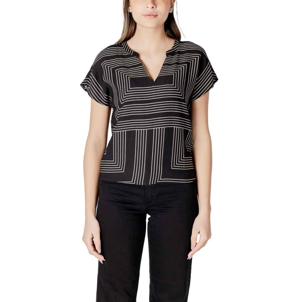 Jacqueline De Yong Black Viscose T-Shirt