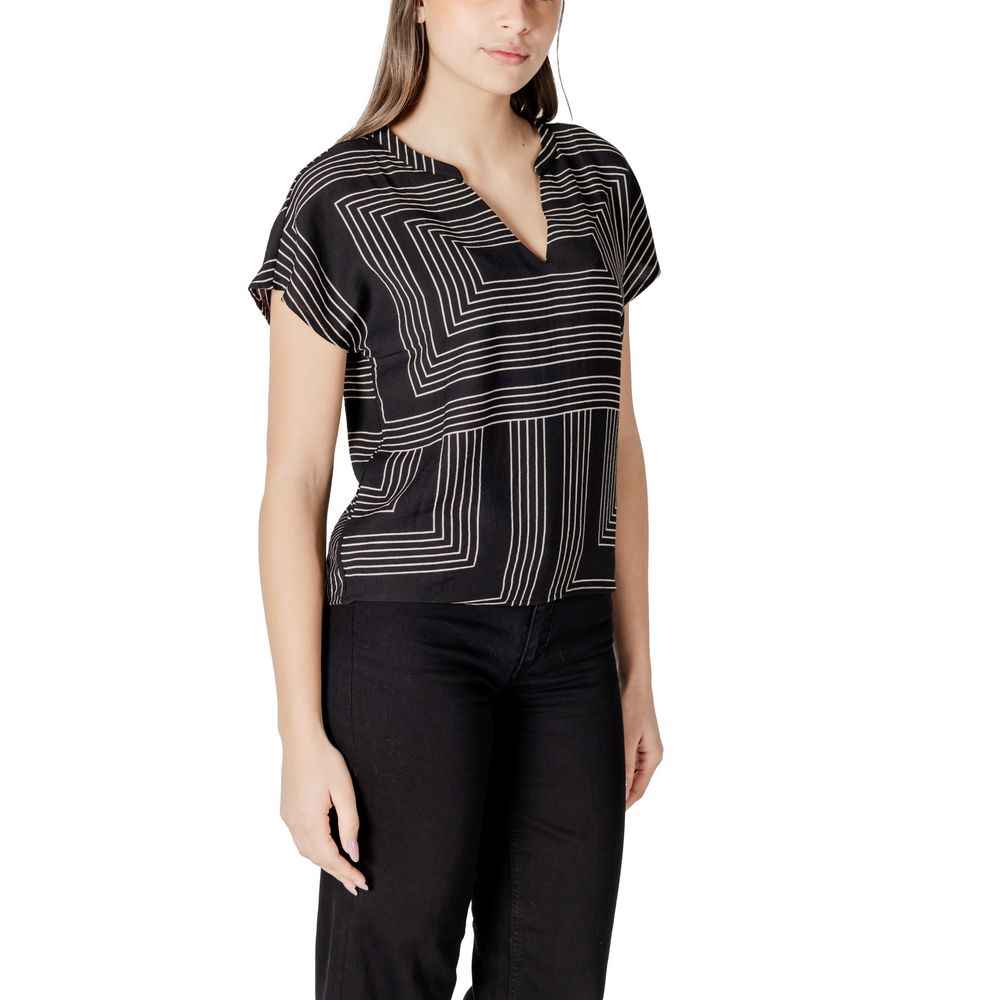 Jacqueline De Yong Black Viscose T-Shirt