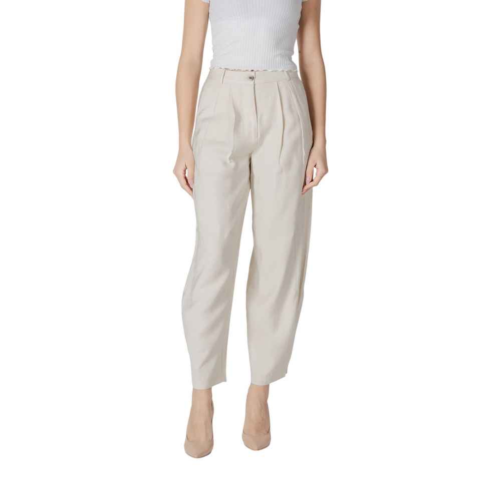 Vila Clothes Cream Viscose Pant