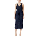 Vila Clothes Blue Recycled Polyester Midi